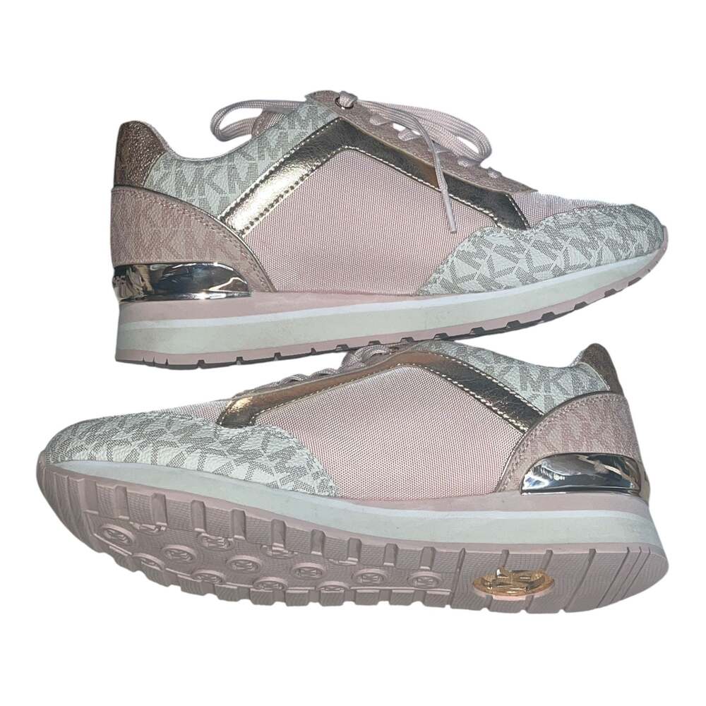 Michael Kors Maddy Two-Tone Logo and Mesh Trainer Powder Blush - Picture 3 of 7